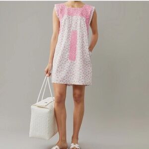 J. MARIE The Rosalee Pink Floral Embroidered Sleeveless Mini Dress Size Small